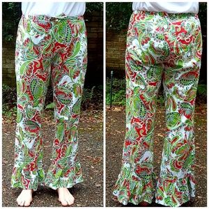 Mudpie red/green paisley pajama pants M